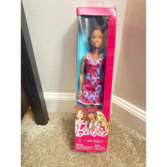 Barbie Other - Barbie Doll‎ Pink Floral Dress Brown Hair New in Box Kids Toy Gift